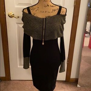 Black off the shoulder sweater dress